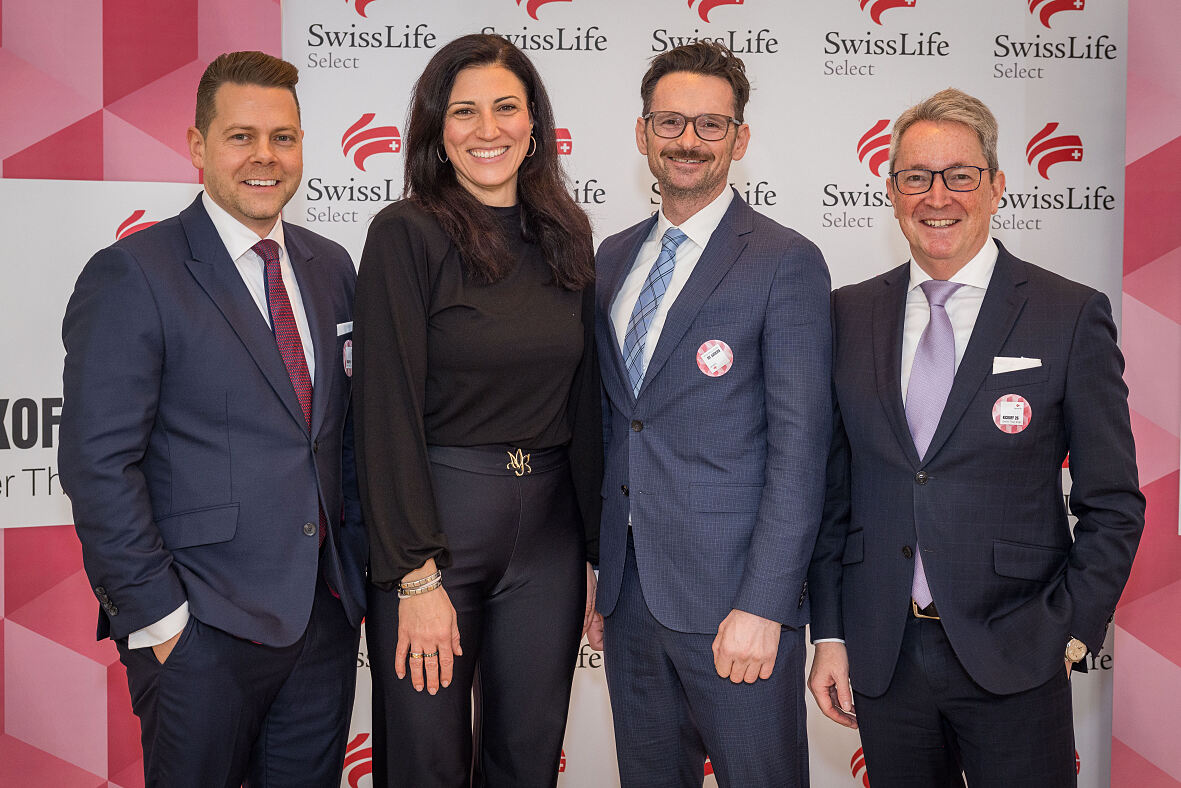 Die Geschäftsführung von Swiss Life Select Österreich mit Keynote-Speakerin Mirna Jukić-Berger